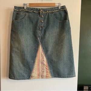 Y2K Gloria Vanderbilt Denim mini Skirt with Floral fabric details size 14